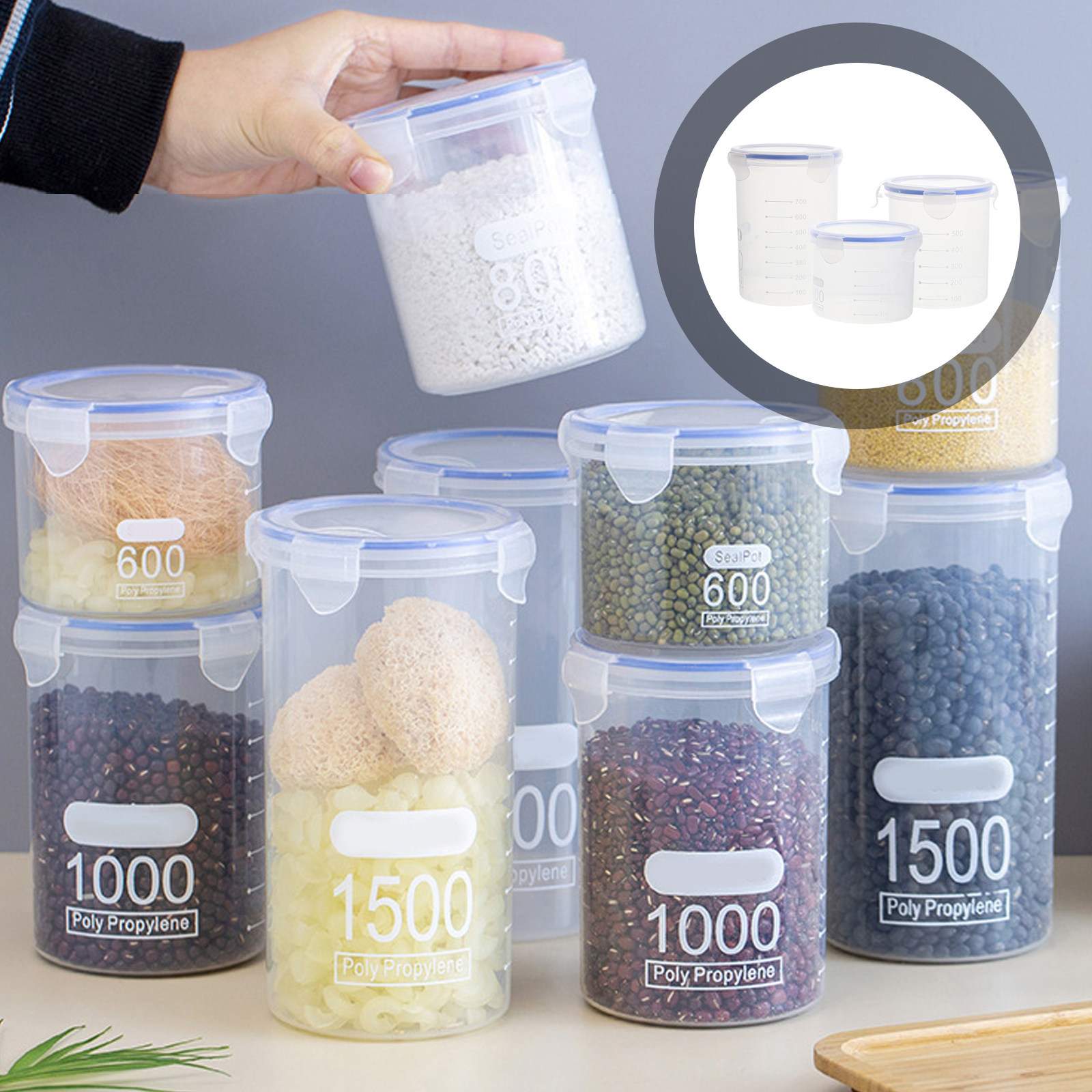 Food Storage Containers - 6 Adet Hava Geçirmez Kapaklı Saklama