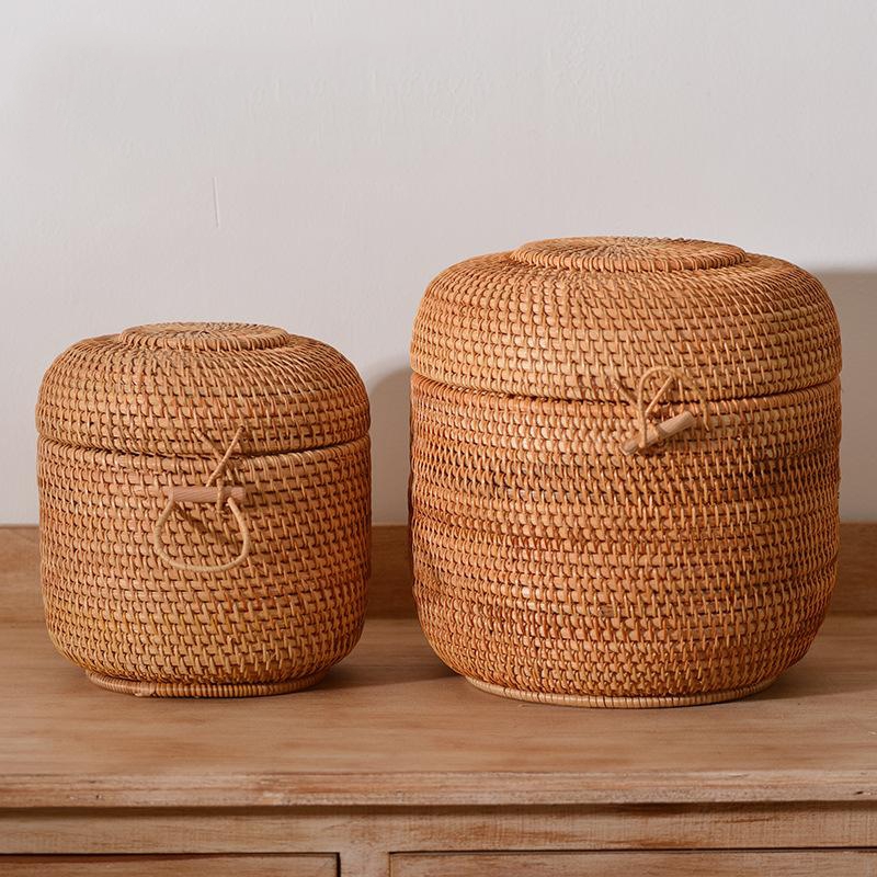 Food Storage Oven Safe - Handwoven Rattan çay saklama kutusu kapaklı