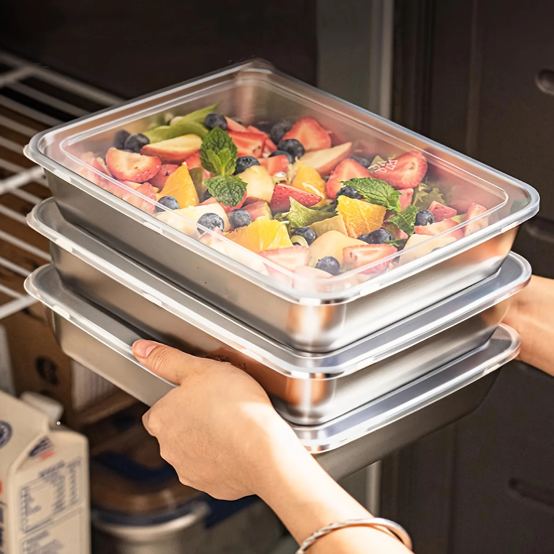 Food Storage Meals - 3 adet Paslanmaz Çelik Gıda Saklama