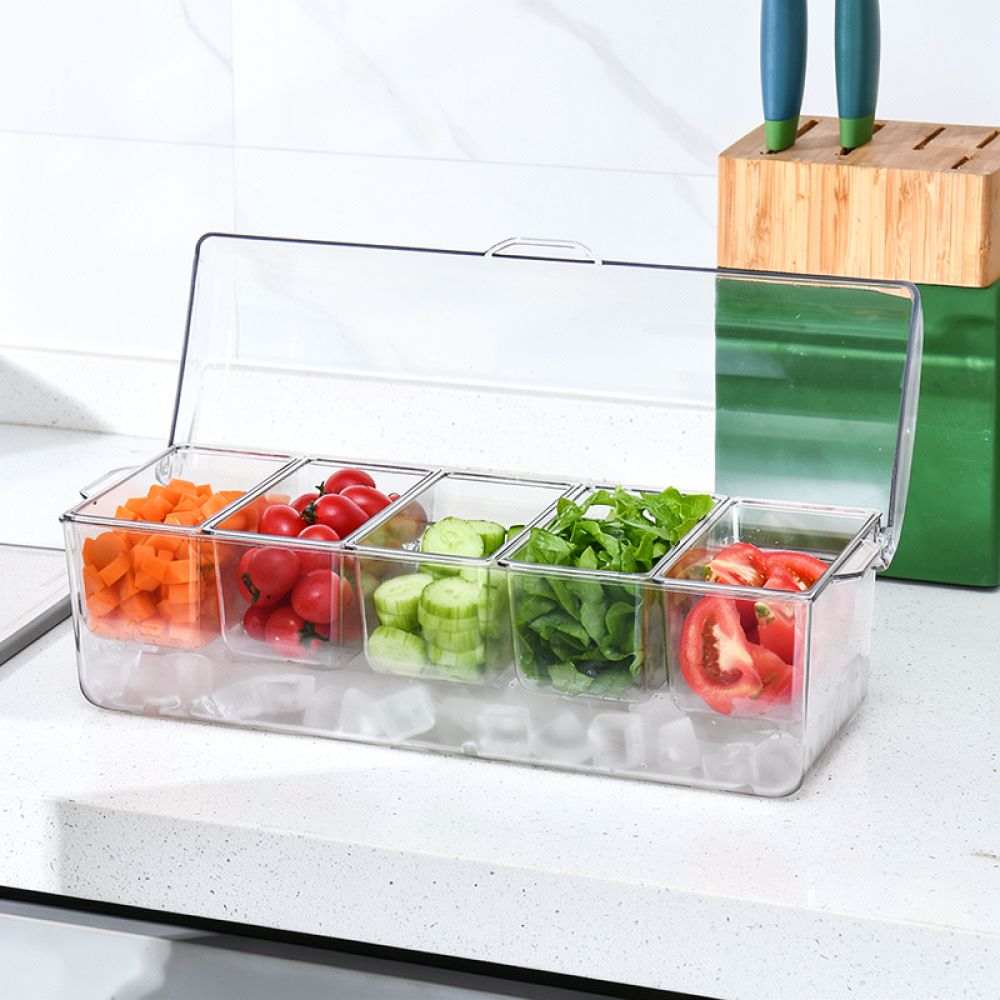 Food Storage With Dividers - Taşınabilir, Bölmeli Salata Kabı, Piknik, Parti,